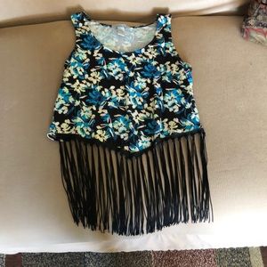 Floral Fringe Crop Top